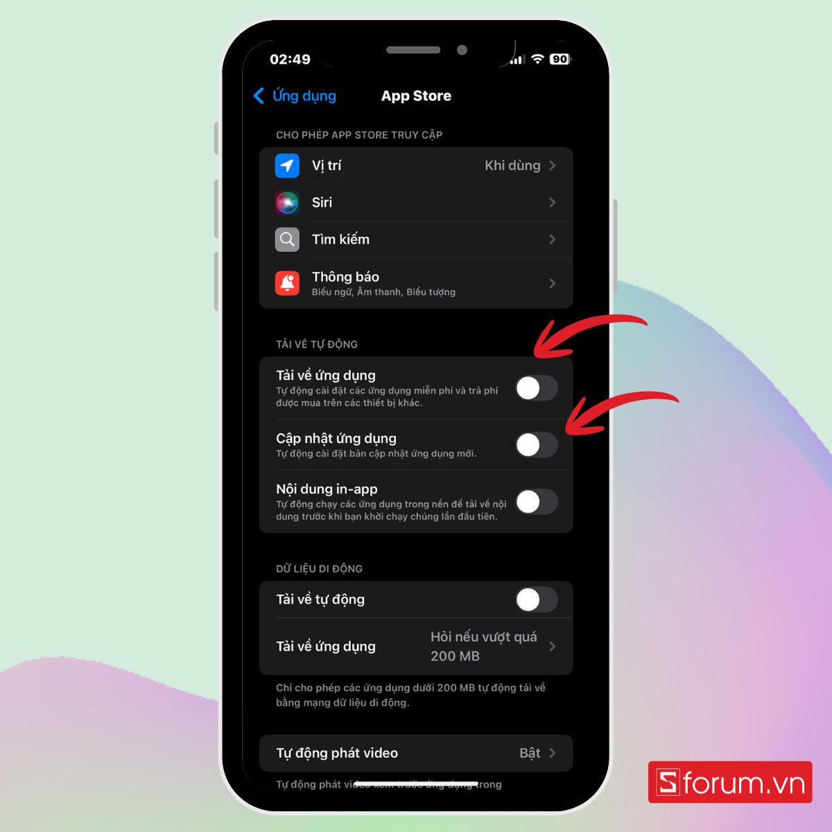 cách xoá bộ nhớ đệm trên iPhone khi tắt tải về bản cập nhật bước 5