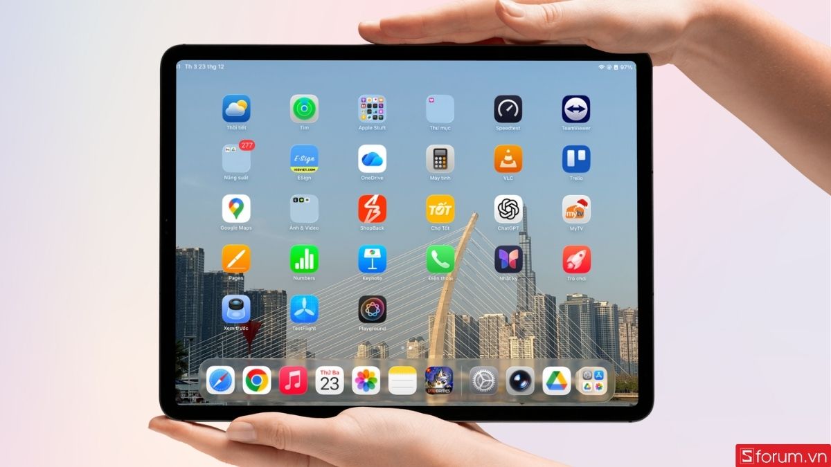 Về giao diện chính của iPad