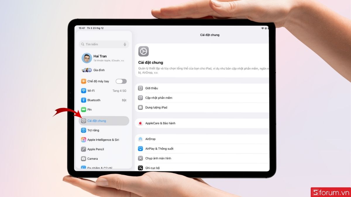 Chọn phần Cài đặt chung