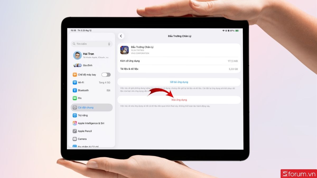 Nhấn vào Xóa ứng dụng