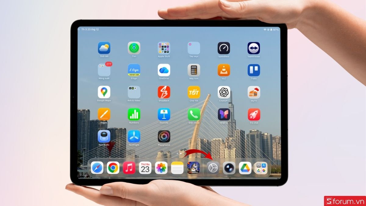 Nhấn vào mục Cài đặt trên giao diện chính