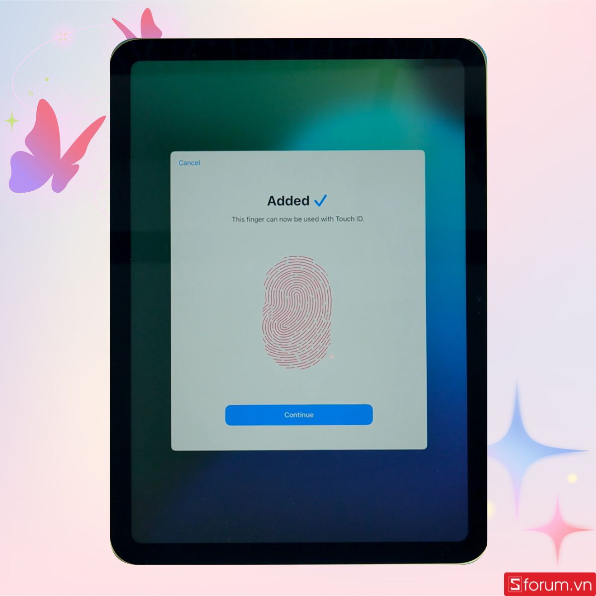 Thiết lập dấu vân tay thành công
