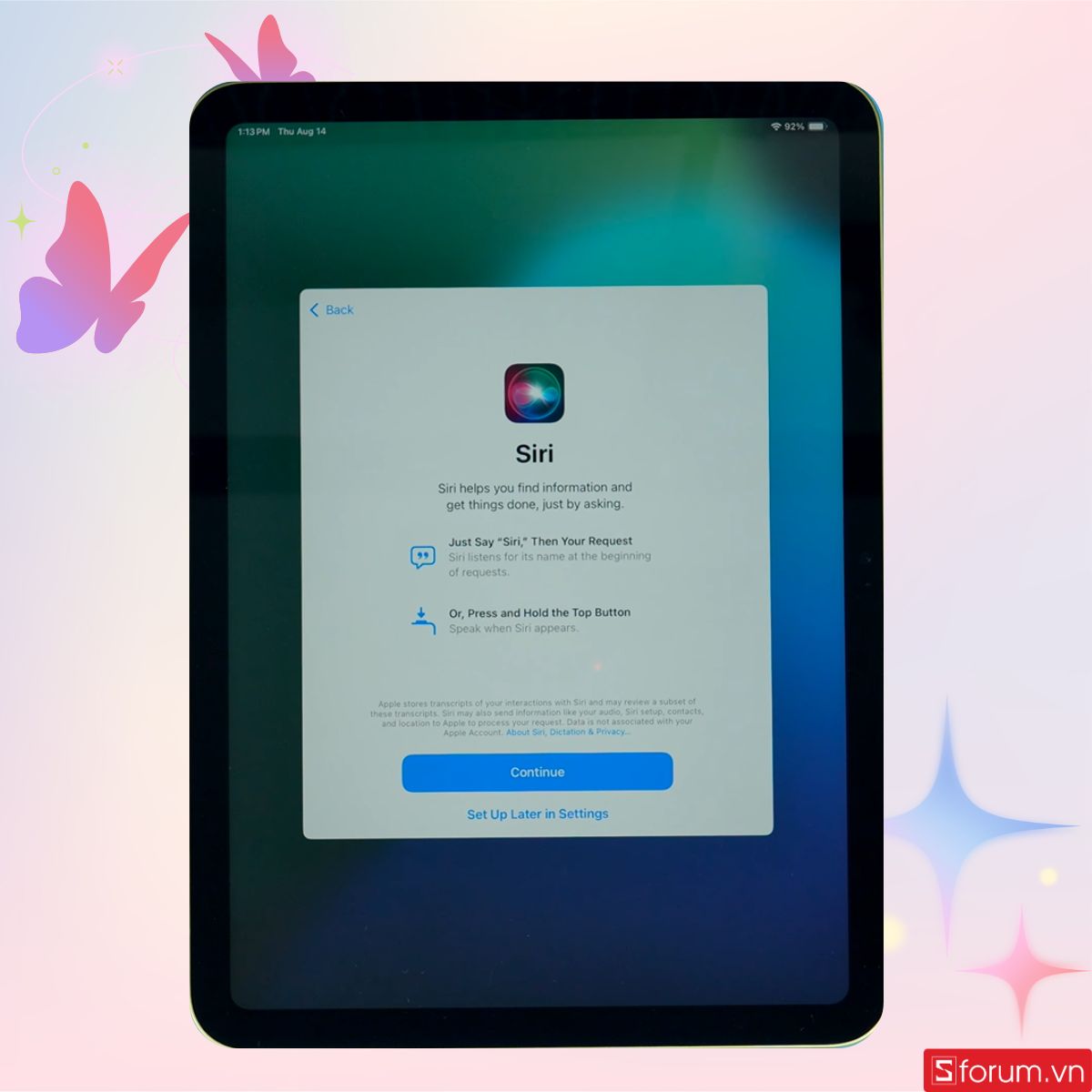Thiết lập Siri cho iPad