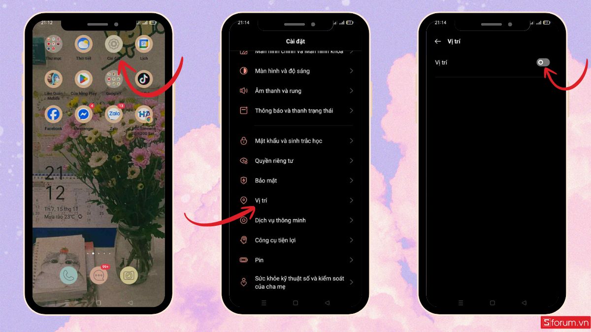 Bật định vị trên Oppo