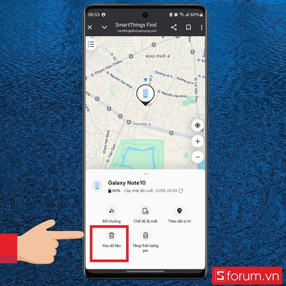Nhấn xóa thiết bị 