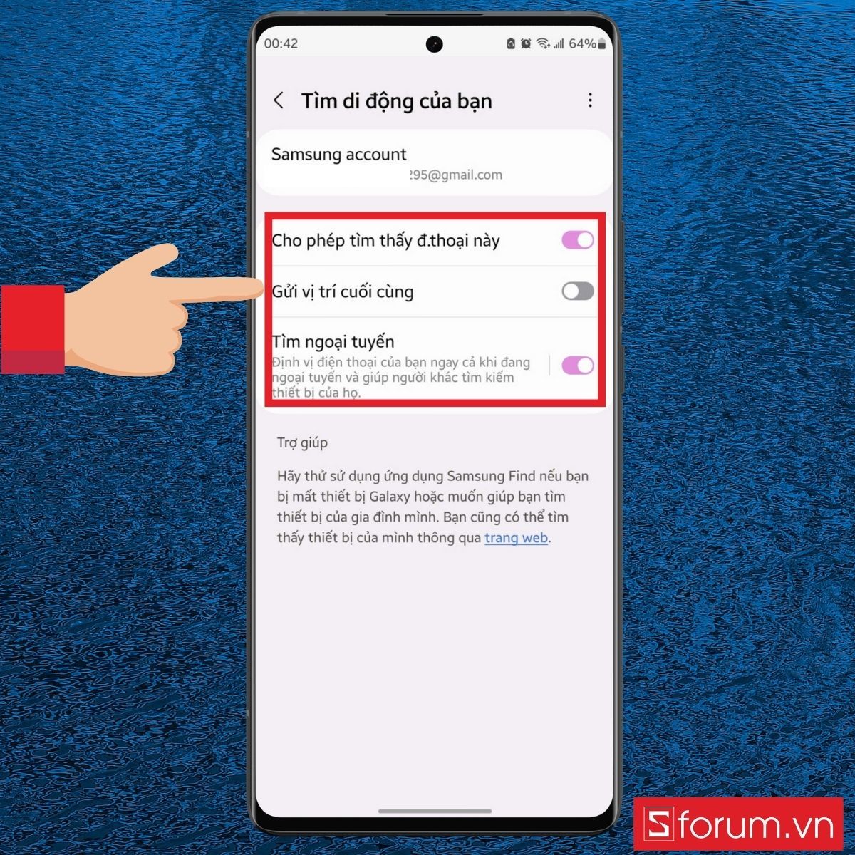 Nhấn bật cho phép tìm thấy điện thoại này