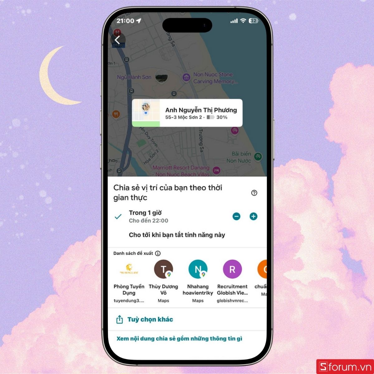 Điều chỉnh thời gian chia sẻ vị trí