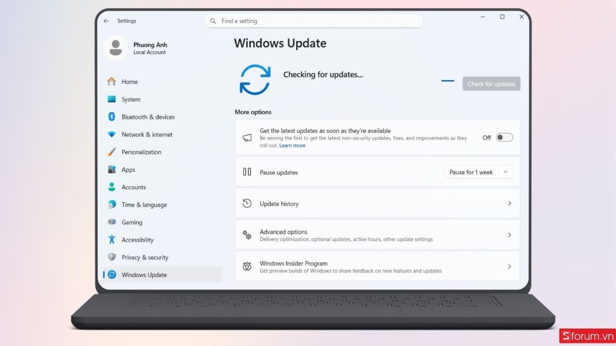 Máy tính sẽ cài đặt các bản cập nhật mới nhất