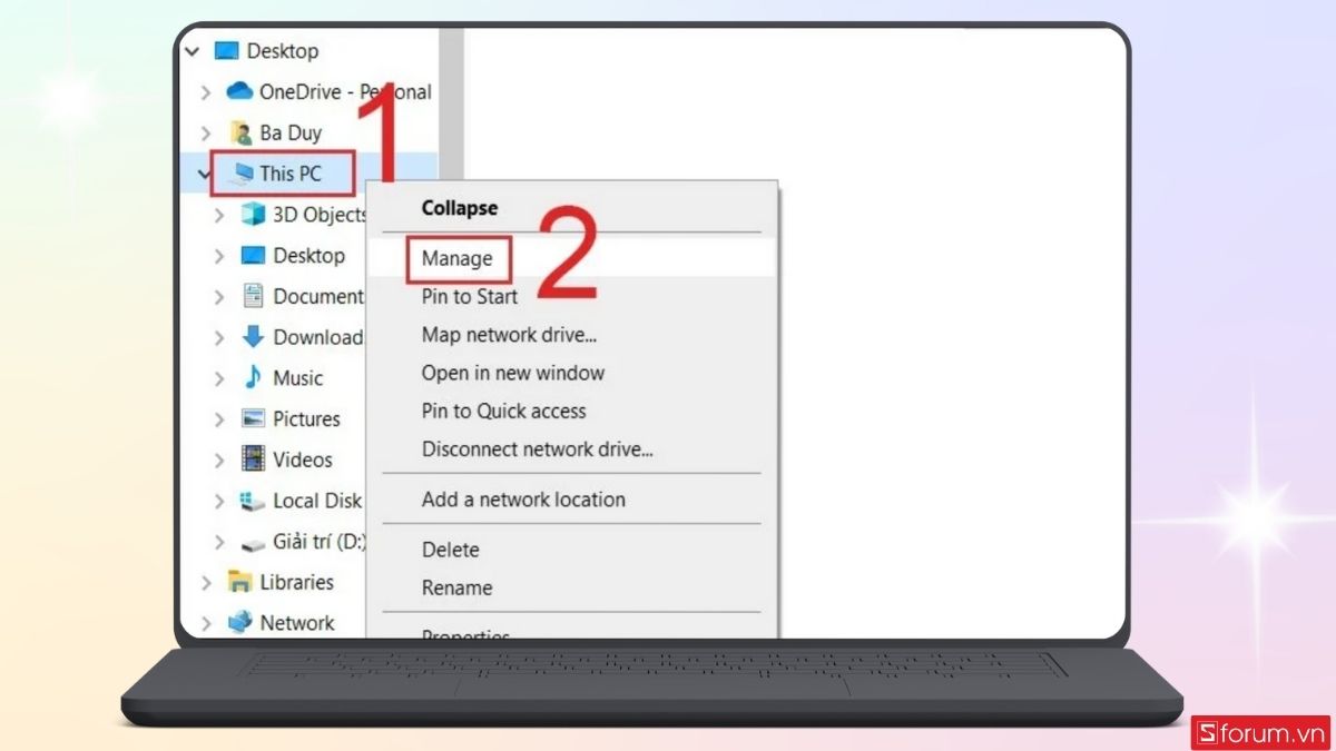Mở cửa sổ Manage trong This PC