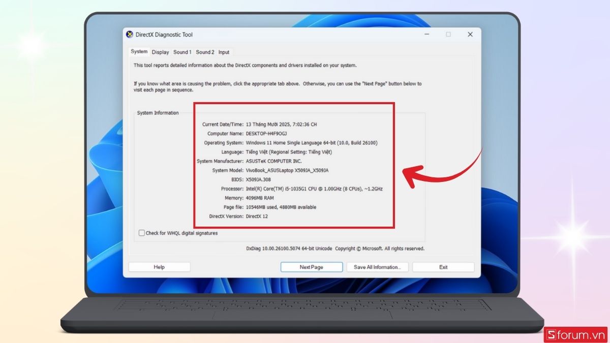 Cách xem chi tiết DirectX