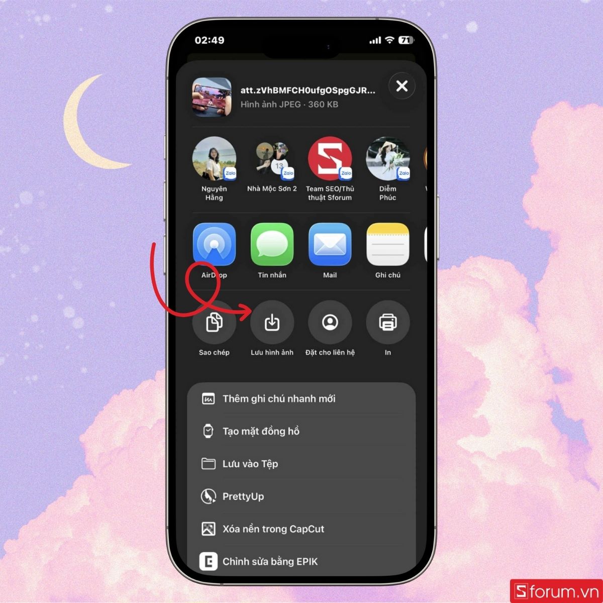 Lưu lại hình vừa chỉnh sửa