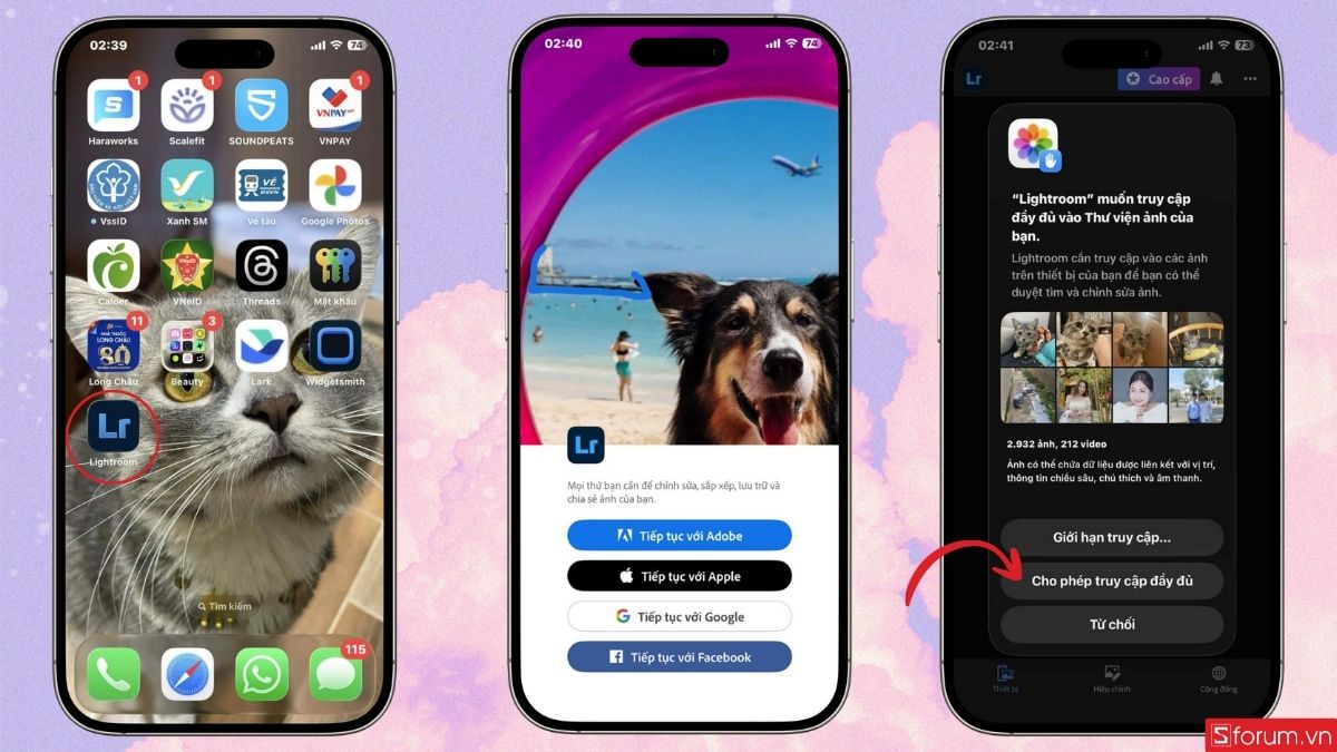 Đăng nhập tài khoản Lightroom