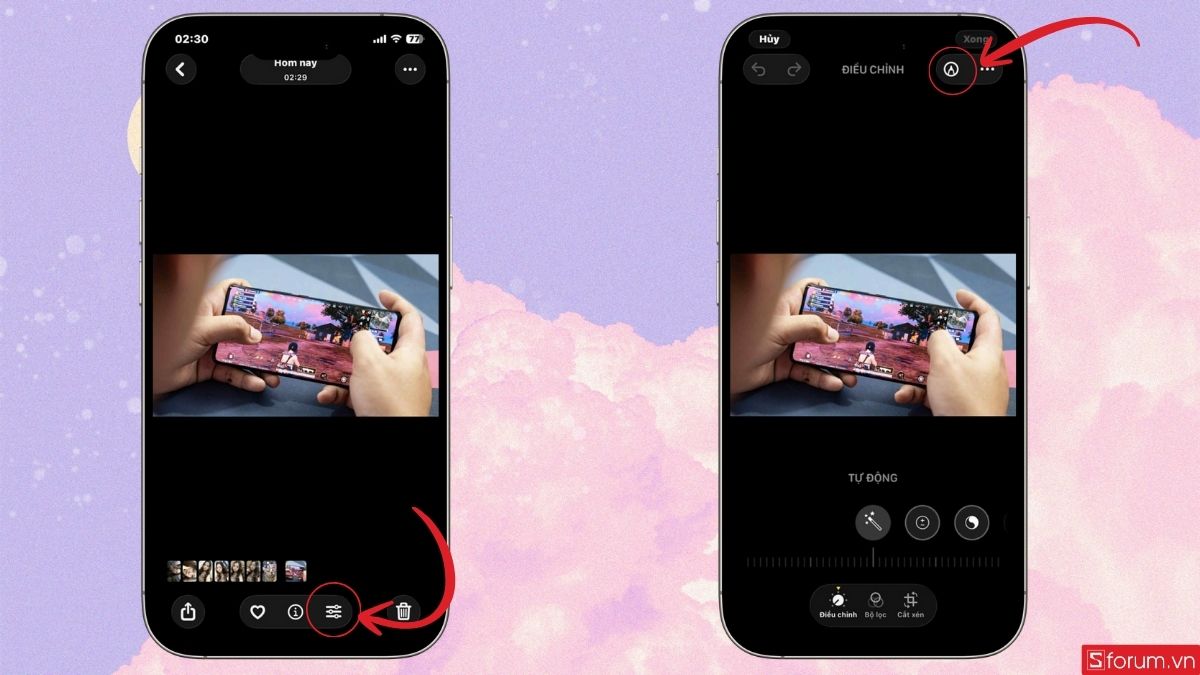 Nhấn sửa ảnh để bắt đầu chèn logo