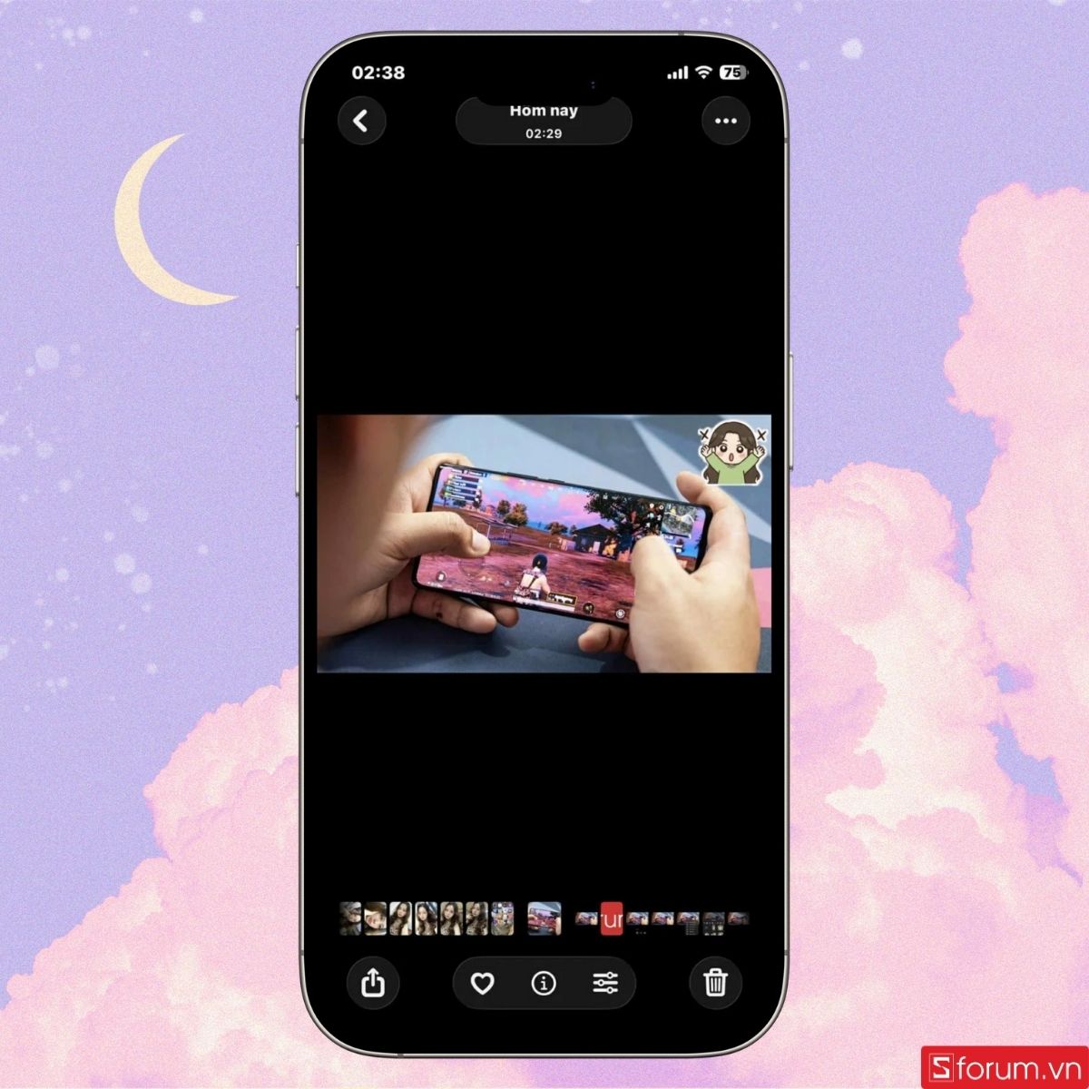 Hoàn tất chèn nhãn dán vào ảnh