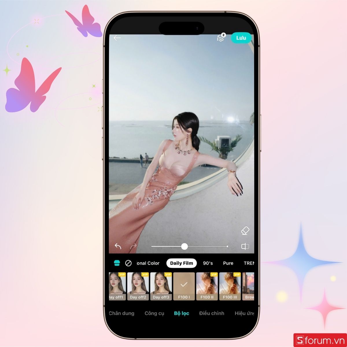 Điều chỉnh cường độ màu sắc trong bộ lọc 