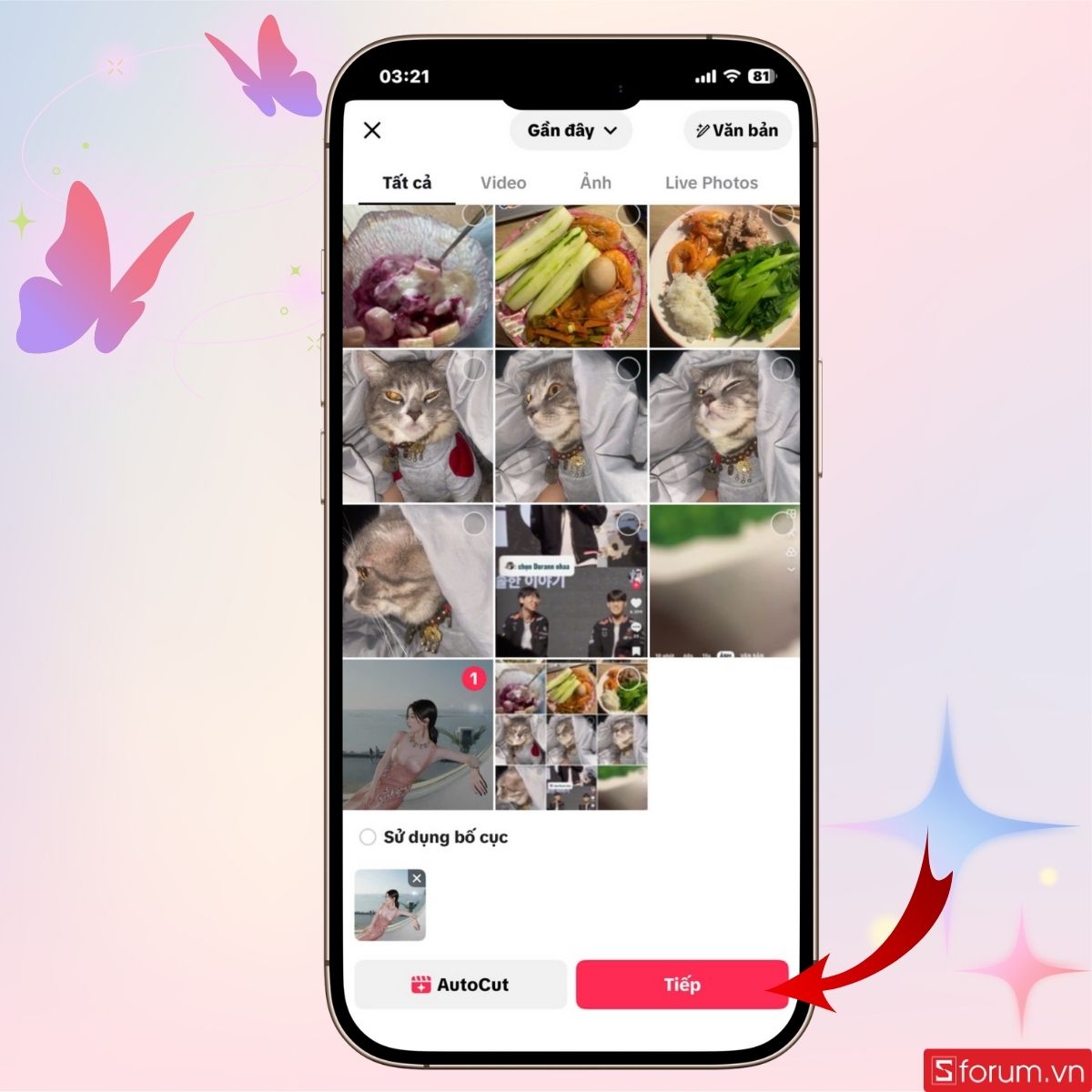 Nhấn Tiếp như hình trên