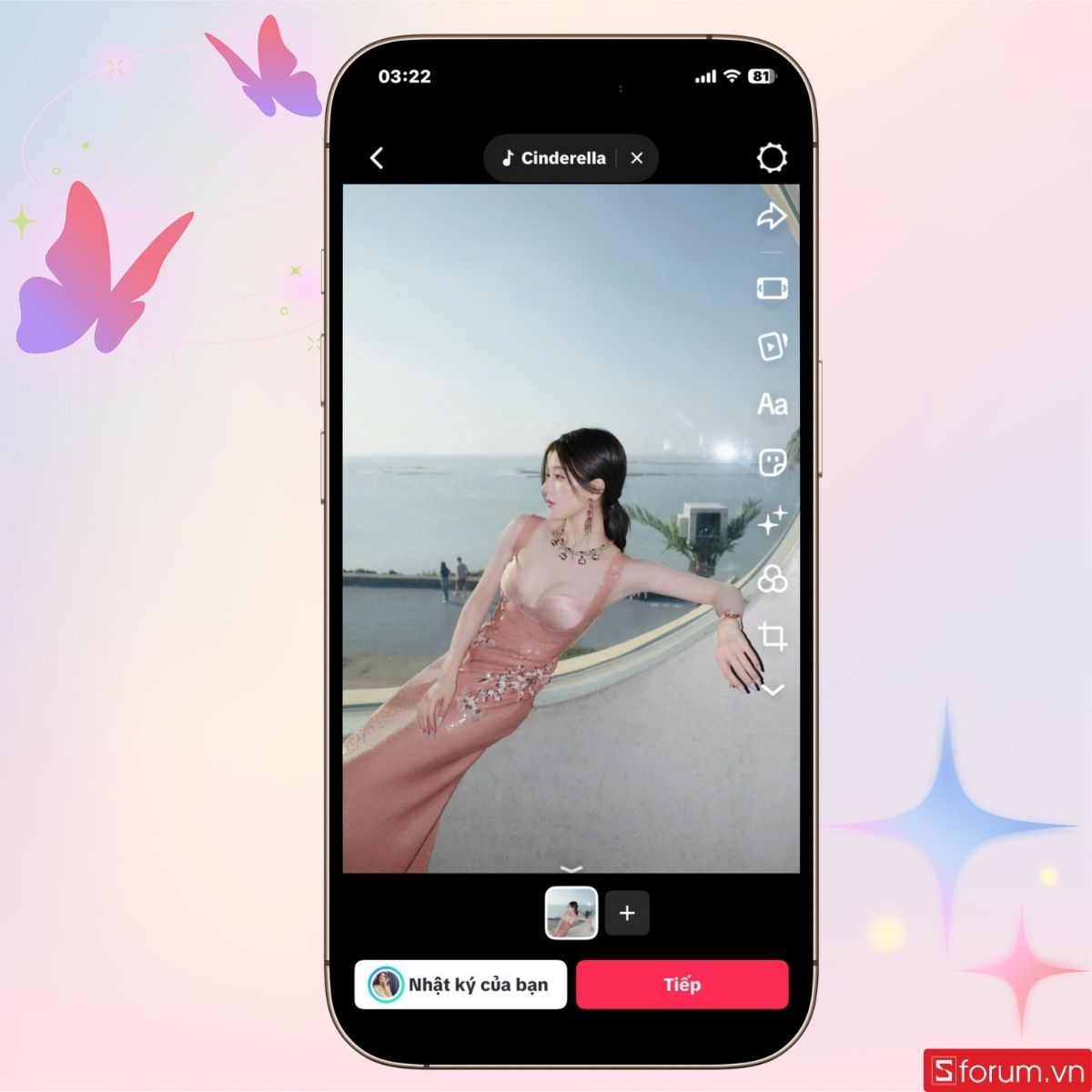 Giao diện chỉnh ảnh trên TikTok