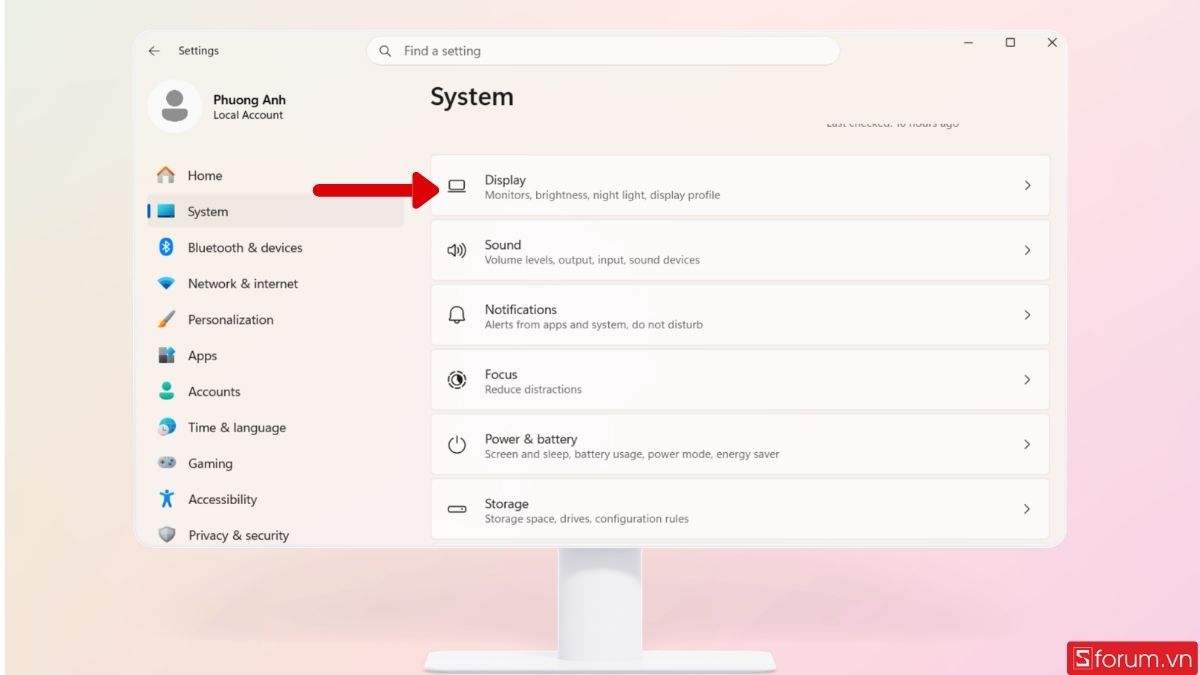 Bạn chọn mục Dispplay