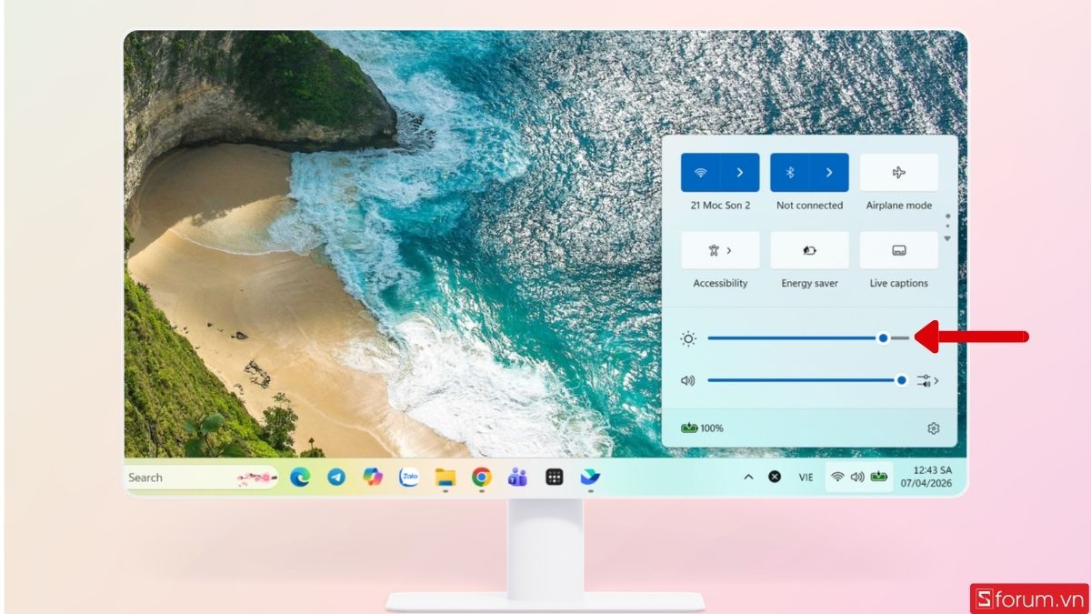 Điều chỉnh độ sáng tại đây