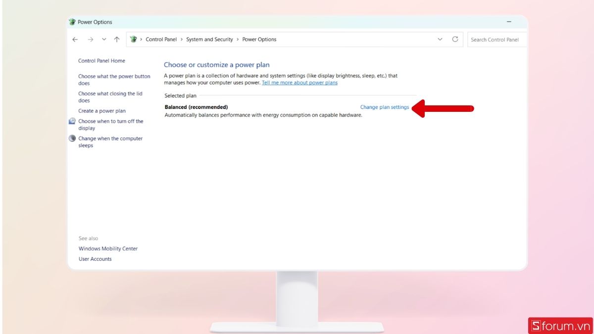 Nhấn vào Change plan settings