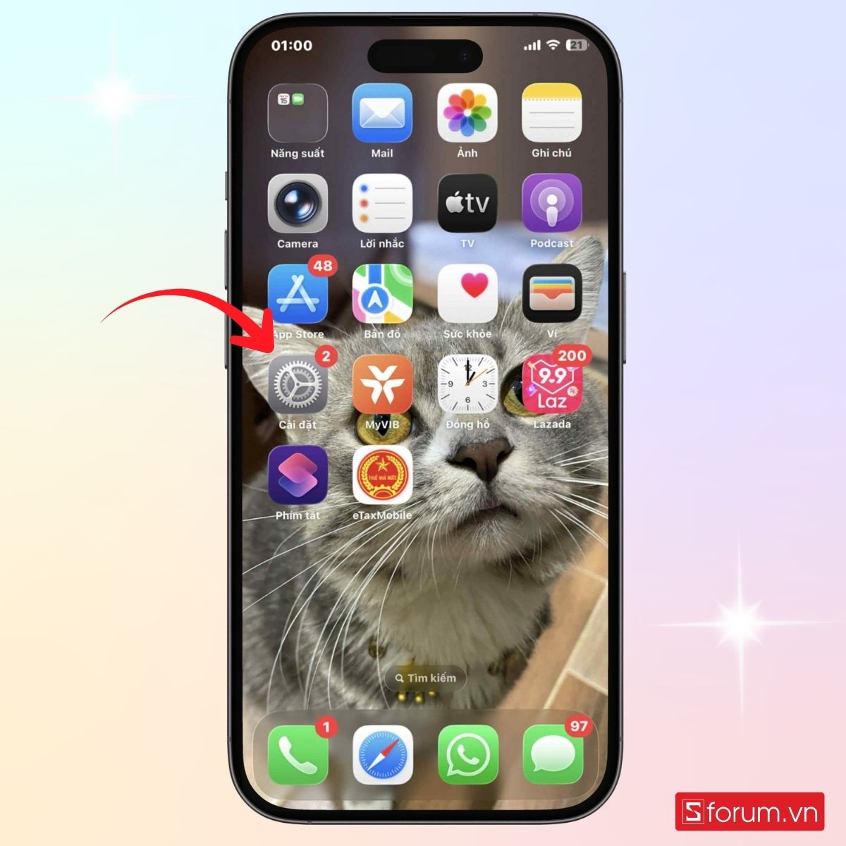 Vào mục Cài đặt trên giao diện chính