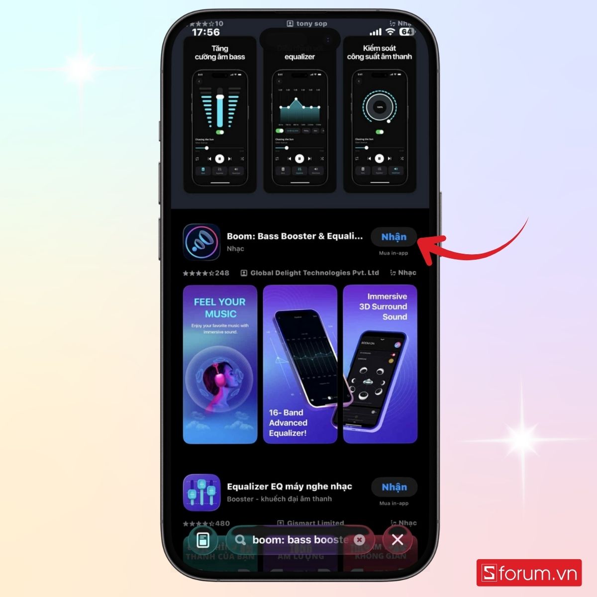 Nhấn vào Nhận để tải app