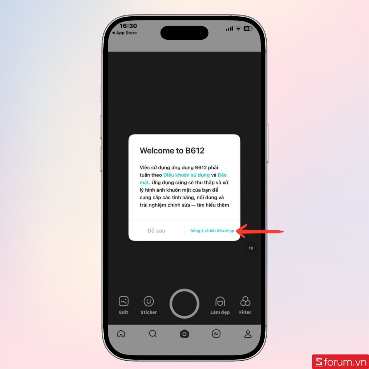 Nhấn đồng ý điều khoản để bắt đầu