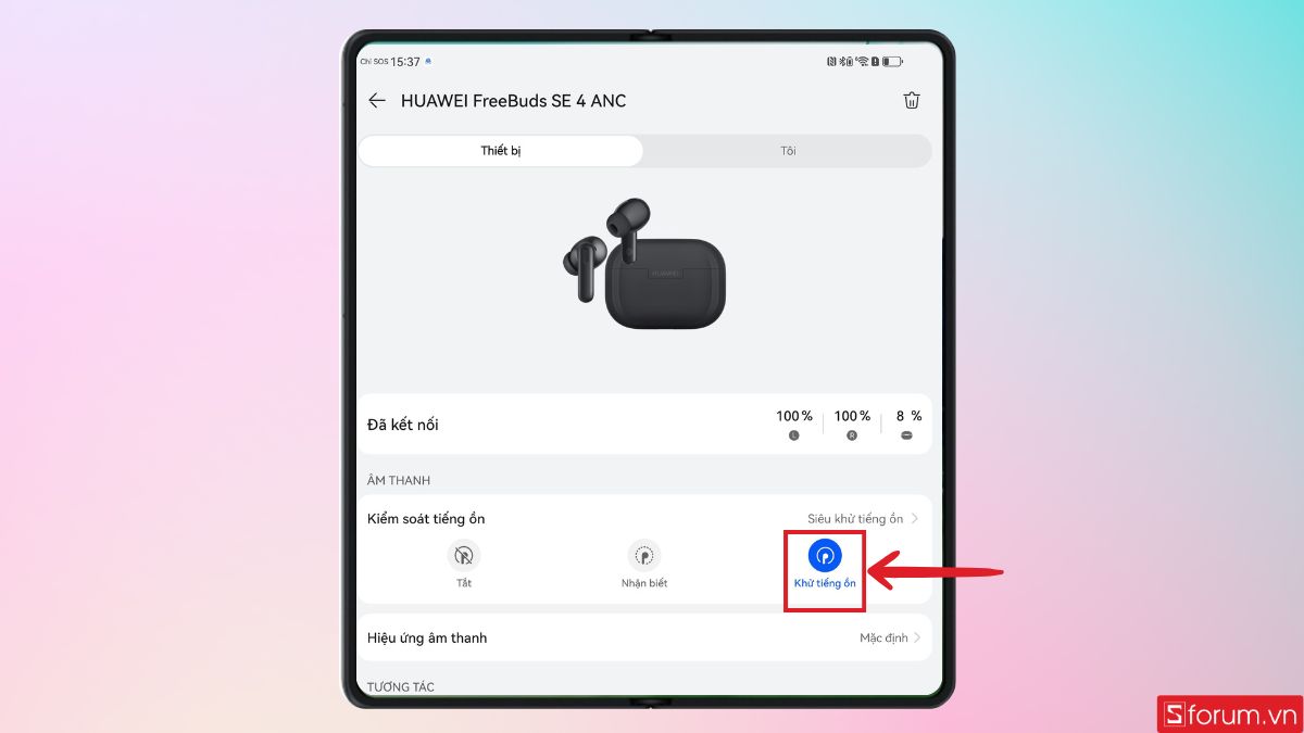 Nhấn vào mục Kiểm soát tiếng ồn