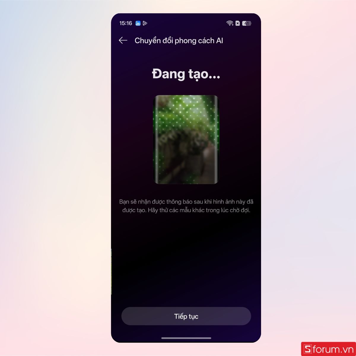 AI sẽ tiến hành xử lý chuyển đổi phong cách AI
