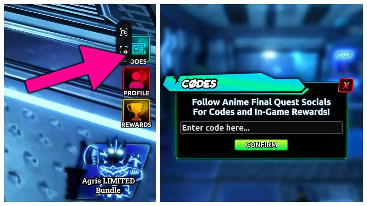 Nhập code Anime Final Quests