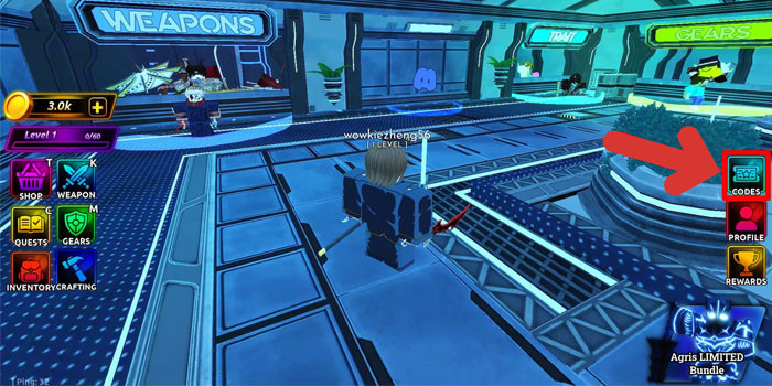 Nhấn vào Codes để bắt đầu nhập code