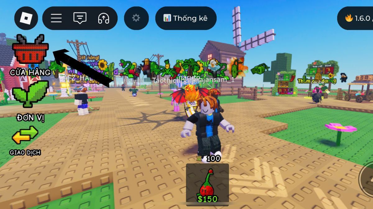 Đăng nhập vào game và nhấn vào mục Cửa hàng