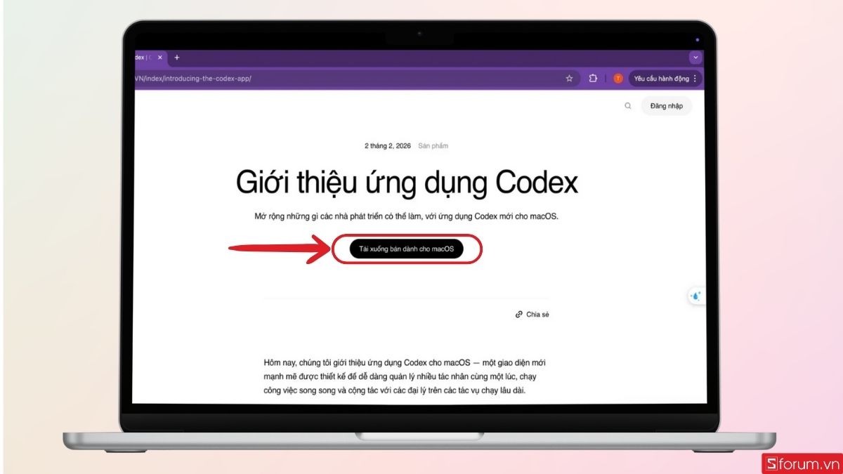 Nhấn vào mục Tải xuống bản dành cho MacOS