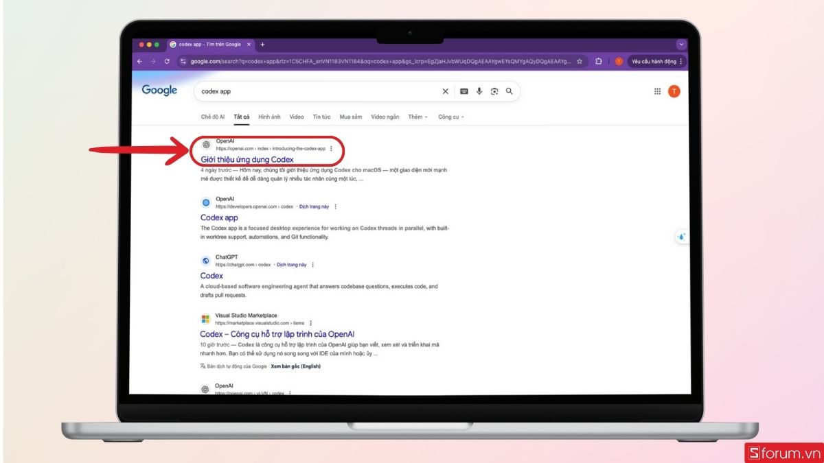 Truy cập ứng dụng Codex trên Google