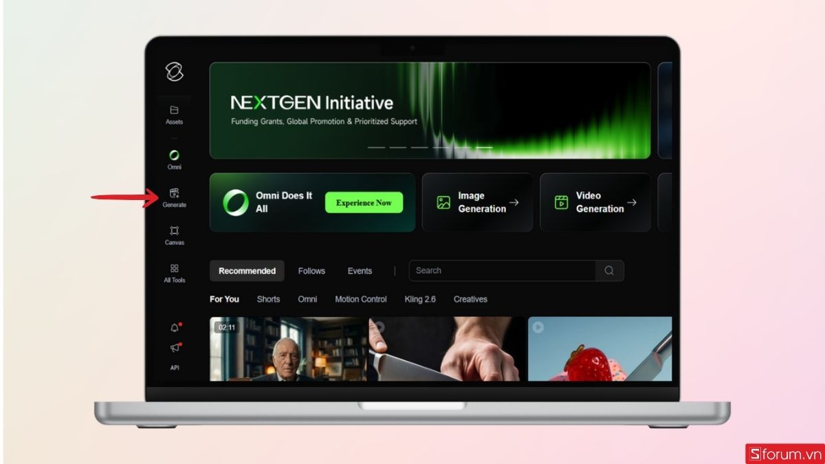 Nhấn vào mục Generate trên thanh công cụ