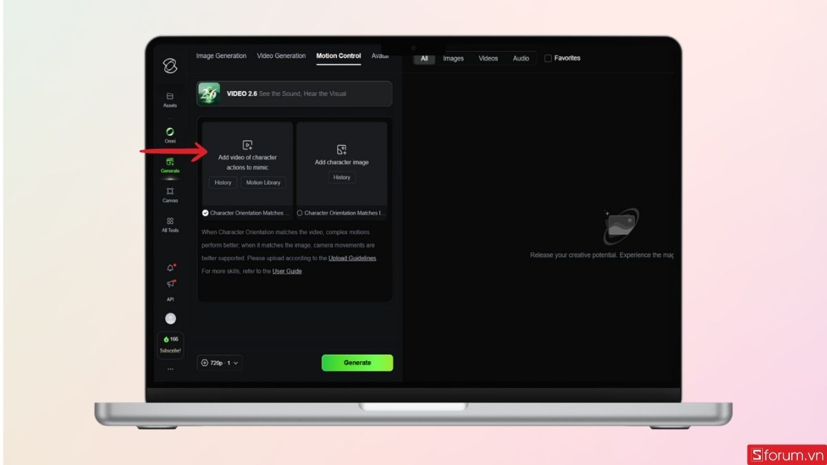 Tạo hình ảnh và video gốc đã quay ở bước 1