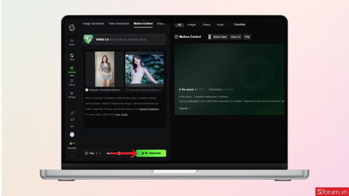 Nhấn Generate để tạo video