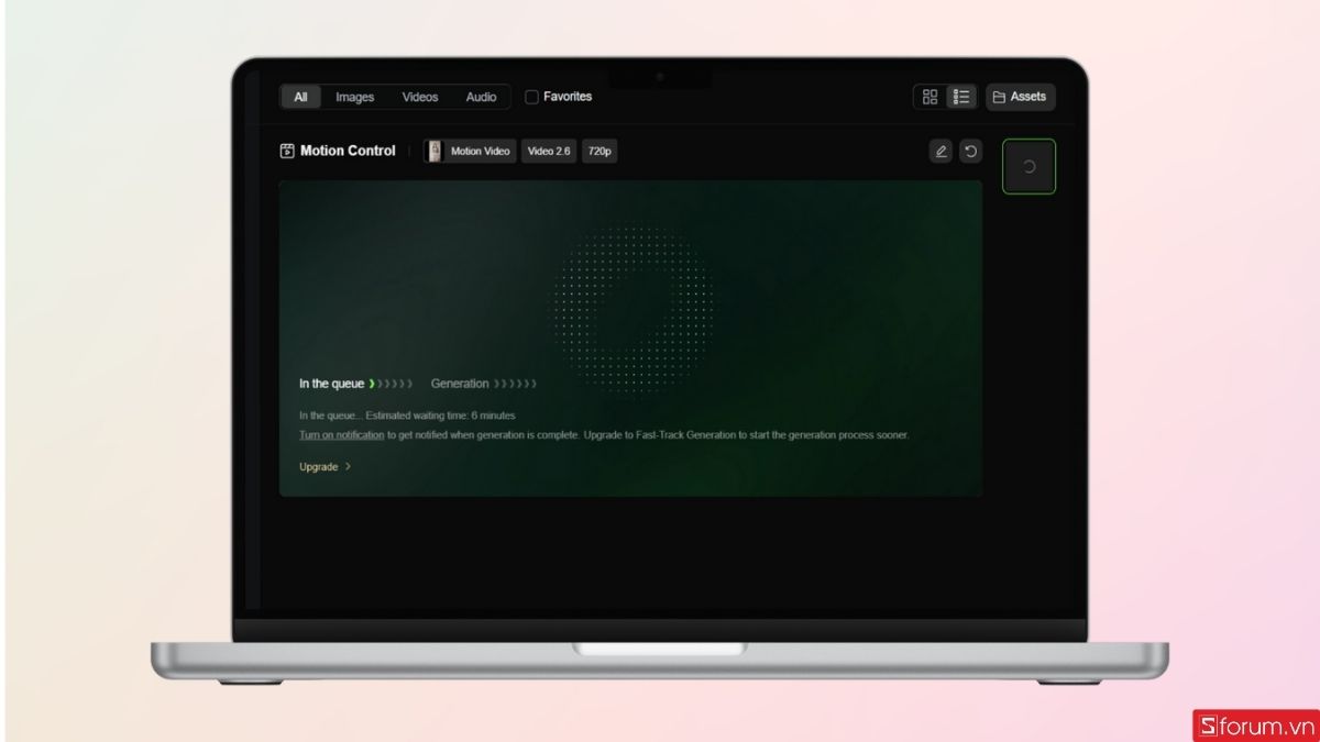 Giao diện tạo video trên Kling AI