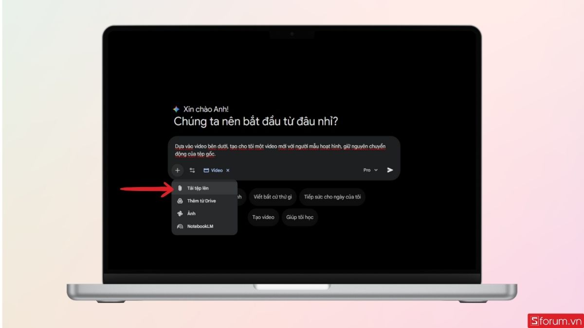 Tải hình ảnh hoặc video gốc của bạn lên Gemini