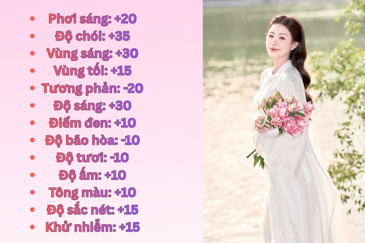 Công thức chỉnh ảnh áo dài tone màu hồng phấn