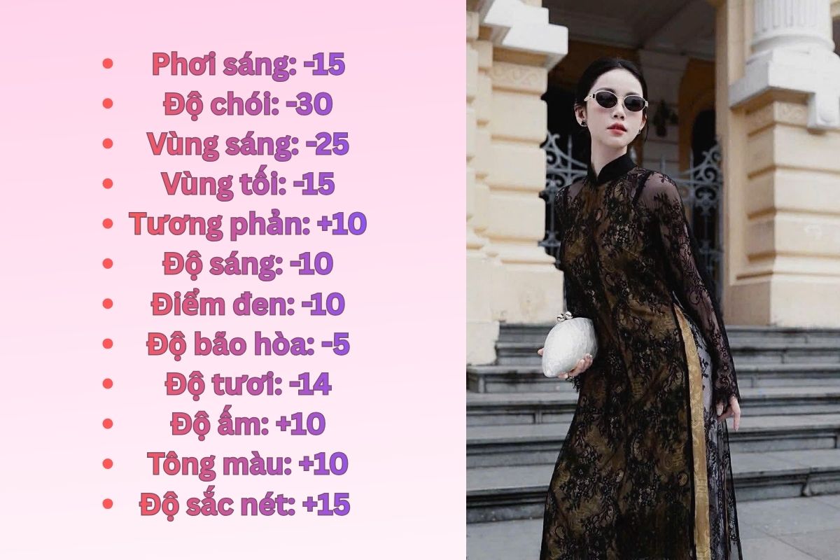 Công thức chỉnh màu áo dài tone hoài cổ