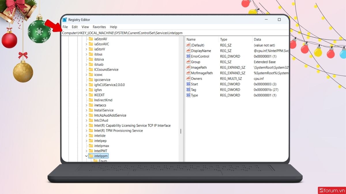 Vô hiệu hóa dịch vụ intelppm từ Registry bước 1 tiếp theo