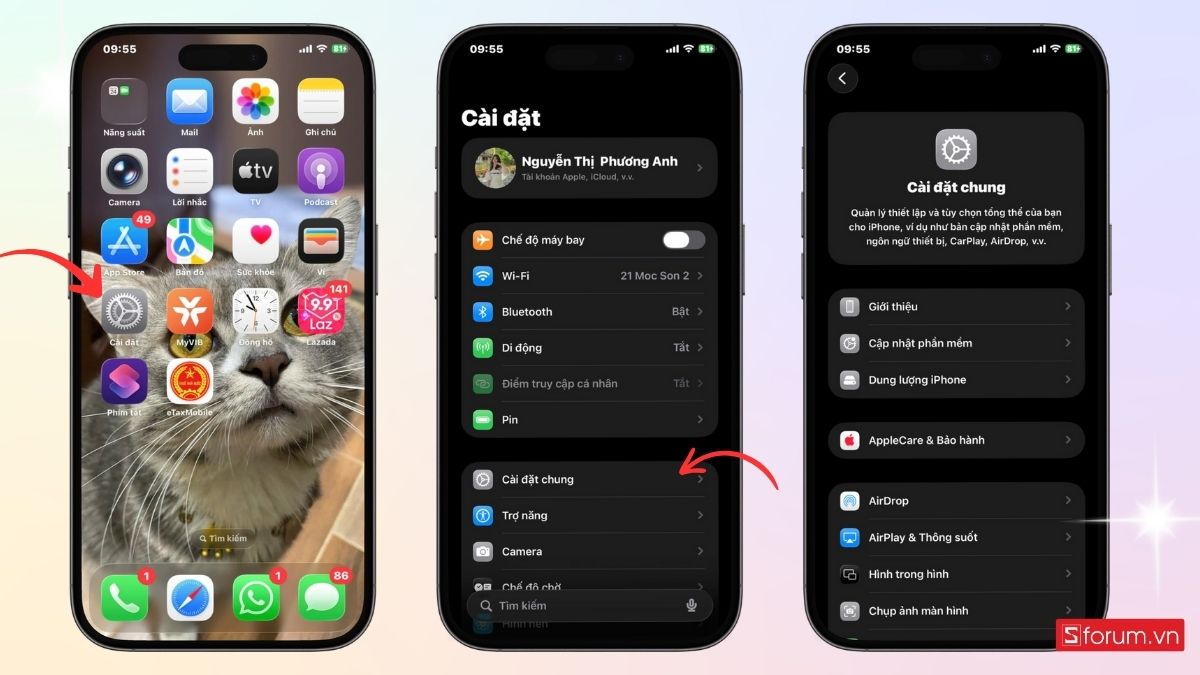 Vào mục Cài đặt chung trên iPhone