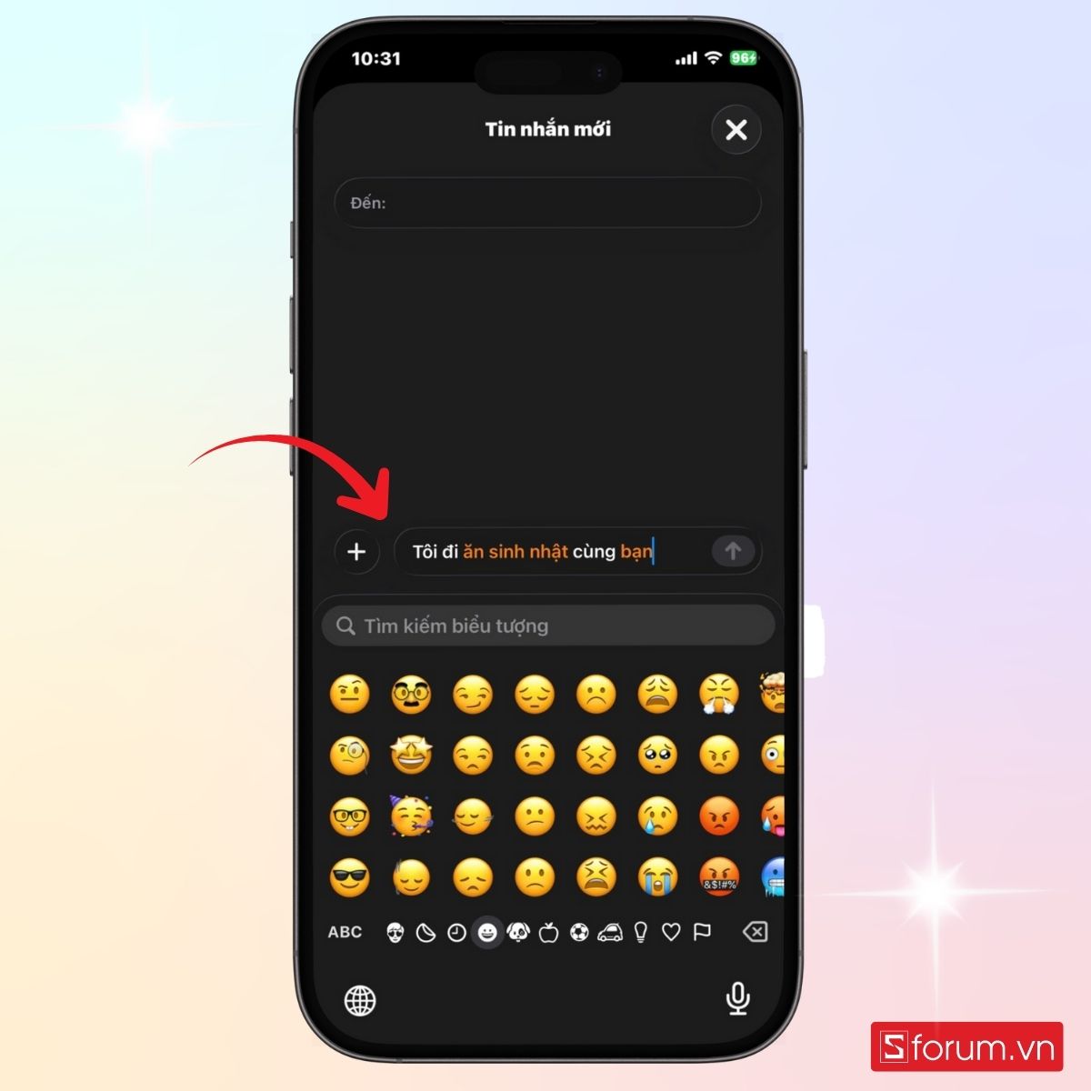 Các từ có thể thay thế icon sẽ đổi sang màu cam như hình