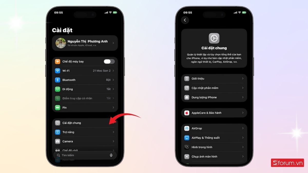 Truy cập vào mục Cài đặt chung trên iPhone