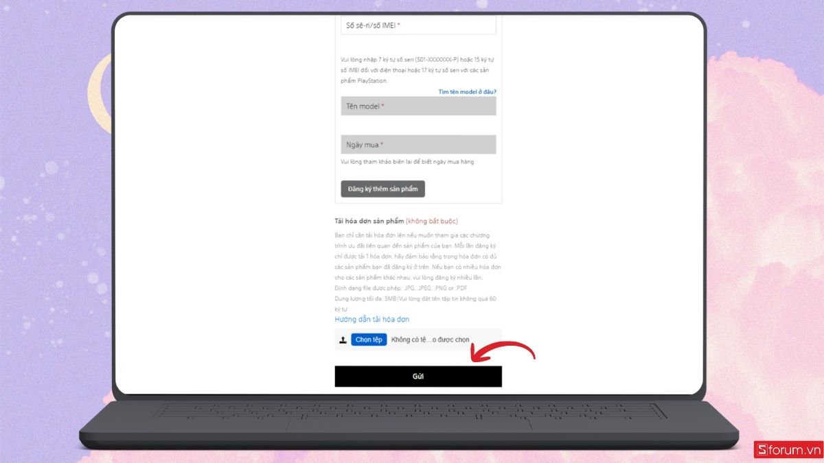 Nhấn vào Gửi để thêm sản phẩm liên kết