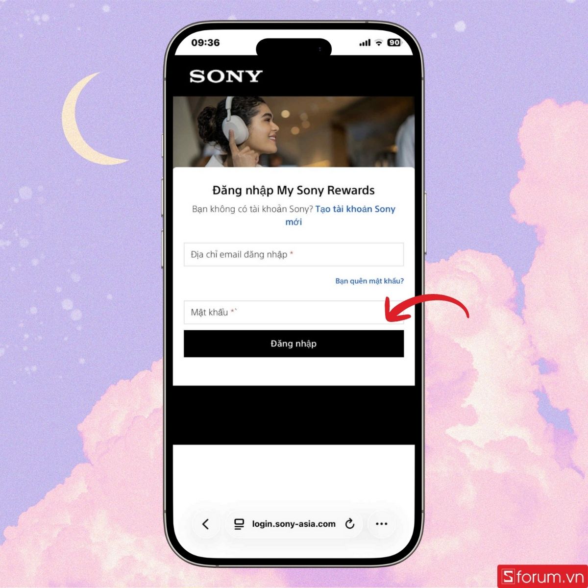 Đăng nhập tài khoản My Sony trên điện thoại