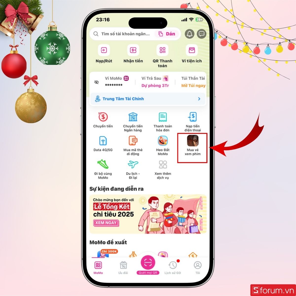 Nhấn vào Mua vé xem phim
