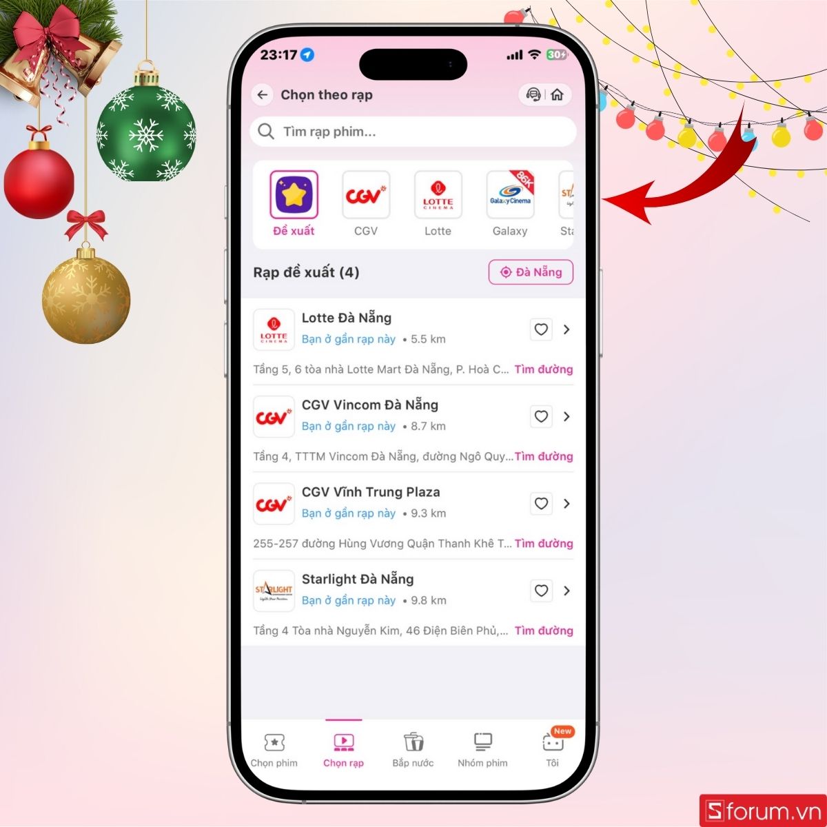 Chọn rạp bạn muốn xem