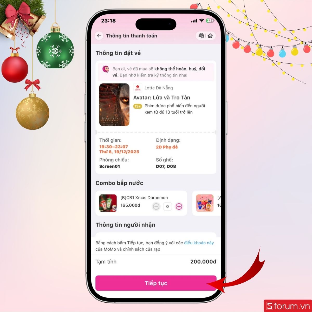 Kiểm tra thông tin và thanh toán